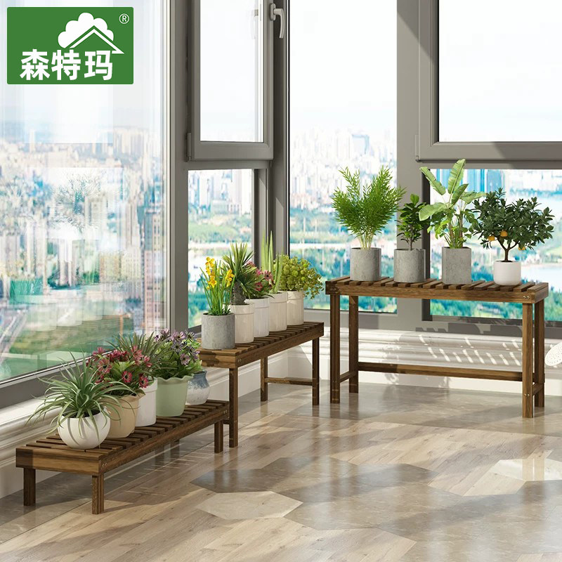 实木花架子阳台落地式室内图片