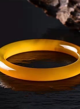 天然保真黄玉髓玛瑙手镯女款玉镯子送女友闺蜜生日礼物