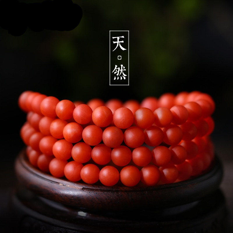 天然正品南红玛瑙满肉多圈磨砂手串佛珠手链108颗男女款玉石手串