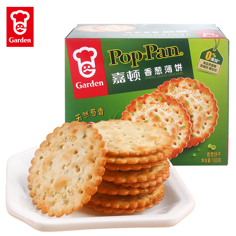 嘉顿香葱薄饼干100g盒装咸味薄脆饼干休闲香脆下午茶零食品
