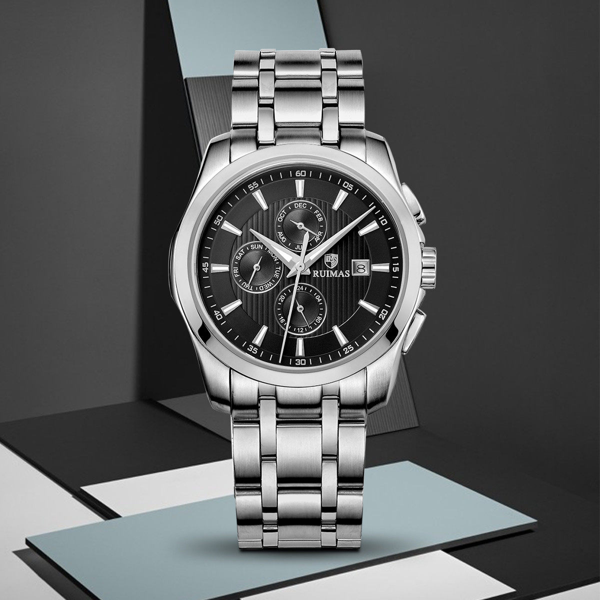 瑞马仕多功能三眼六针手表男全自动机械蓝宝石夜光男士手表