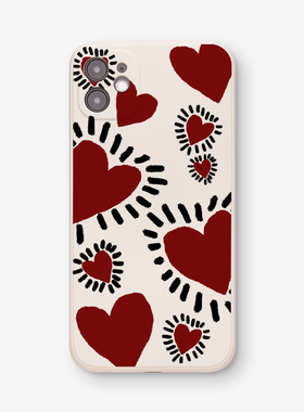 手绘爱心iphone17promax手机壳16创意15小众艺术适用14苹果13华为nova10小米12荣耀80全包vivox90个性mate60