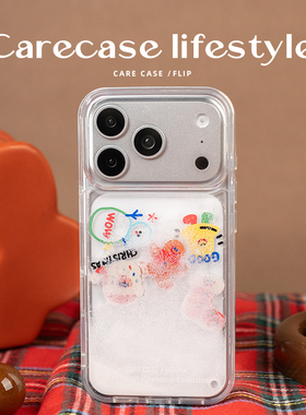 CARECASE 圣诞卡通形象雪花流沙手机壳 适用于苹果iPhone17 16 15 Pro Max 原创设计 可爱卡通 创意有趣