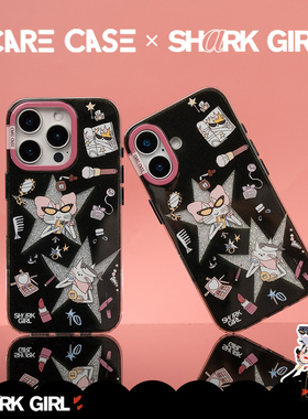 CARECASE x SharkGirl联名款 闪亮登场猫咪闪粉手机壳 适用于苹果iPhone17 16 15 14 ProMax简约时尚高级ins