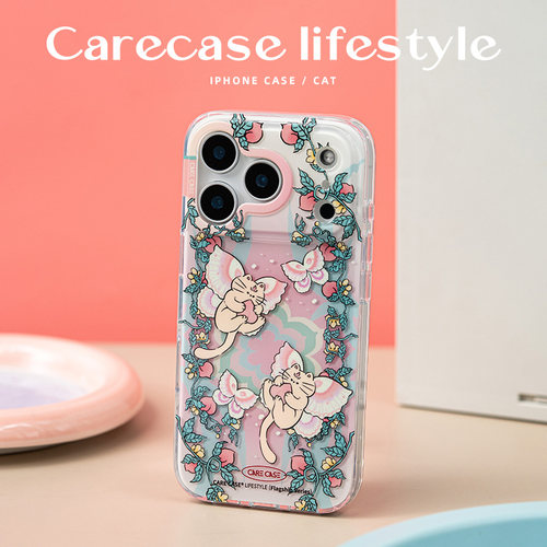 CARECASE彩瓷猫咪蝴蝶手机壳
