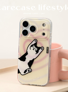 CARECASE 爱心猫咪双层手机壳 个性ins风简约原创设计 小众高级可爱图案 适用苹果iPhone17 16 15 14 Pro Max
