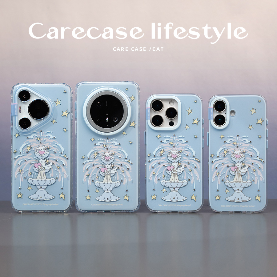 CARECASE天使猫咪喷泉手机壳
