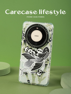 墨水锦鲤熊猫双层印花手机壳 防摔独立按键原创设计可爱个性 适用于华为Mate Pro 卡通高级ins风 CARECASE