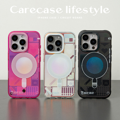 CARECASE  镭射电路板磁吸手机壳 适用于苹果iPhone17 16 15 14 Pro Max独立按键挂绳孔原创简约magsafe充电