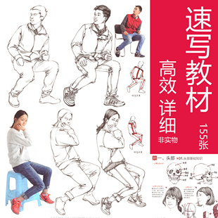 美術(shù)高考速寫素材范畫臨摹電子版 高清藝考速寫人物教材教程圖片