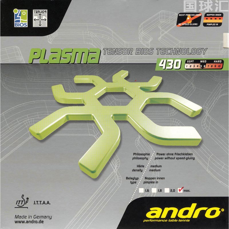 ANDRO/岸度 乒乓球胶皮球拍套胶PLASMA血浆430 470