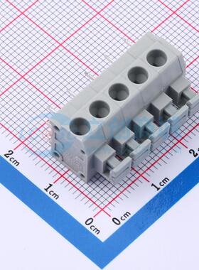 5只起 弹簧式接线端子 MX235-5.0-05P-GY01-Cu-A 插件P=5.0mm 5P
