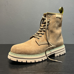英伦风翻皮高级感靴子男真皮高帮皮鞋 2024新款 男马丁靴女靴男情侣