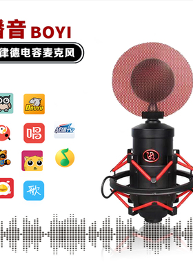 佩律德 播音BOYI 电容麦克风套装 K歌话筒主直播声卡设备