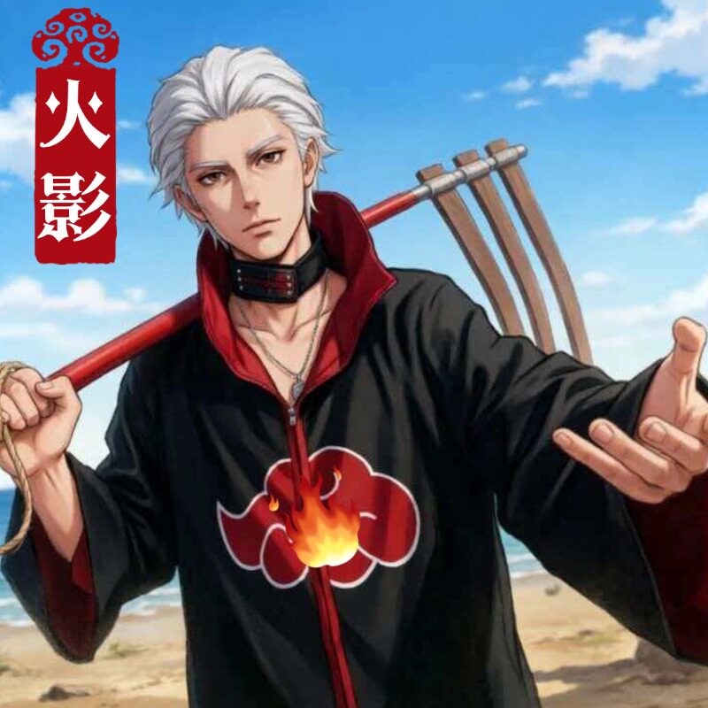 火影飞段cos服全套衣服晓组织红云袍子立领披风假发忍者套装