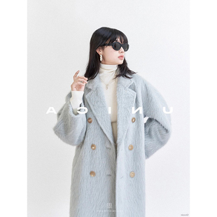 2025冬装高端alpaca秘鲁进口中长款皮草视感苏力羊绒羊驼毛大衣女