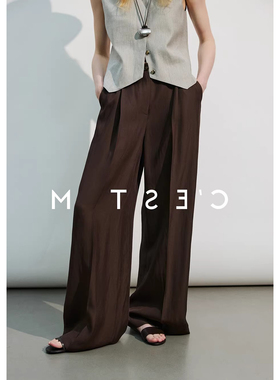 2026春装新款极简设计静奢复古老钱风休闲裤经典亚麻西裤阔腿裤女