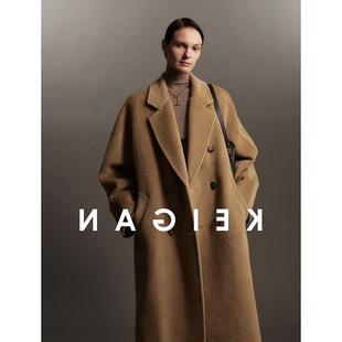 M家秘鲁1OOALPACA羊驼绒外套女皮草感经典驼色1018O1苏力羊绒大衣