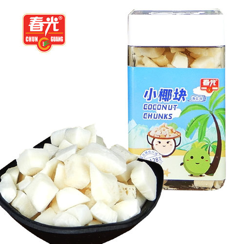 春光食品小椰块海盐味128g罐 海南特产 椰果肉块酥脆老椰肉 - 封面