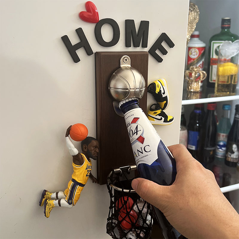 扣篮詹姆斯NBA磁吸篮球星装饰冰箱贴开瓶器创意篮筐啤酒磁贴起子