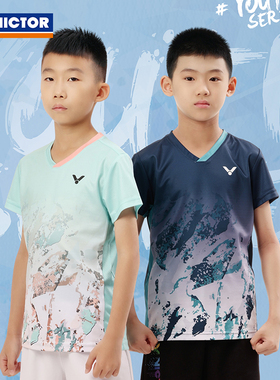 威克多VICTOR胜利儿童羽毛球服速干运动T恤短袖上衣T-42019