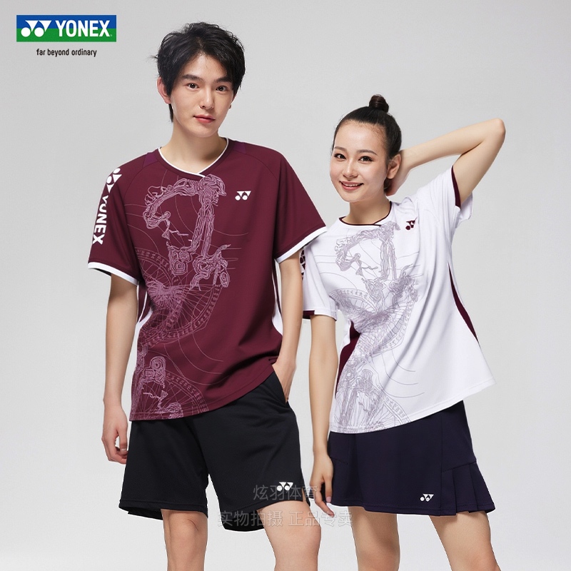 YONEX尤尼克斯羽毛球服T恤yy比赛队服上衣男女短袖速干2102825BCR