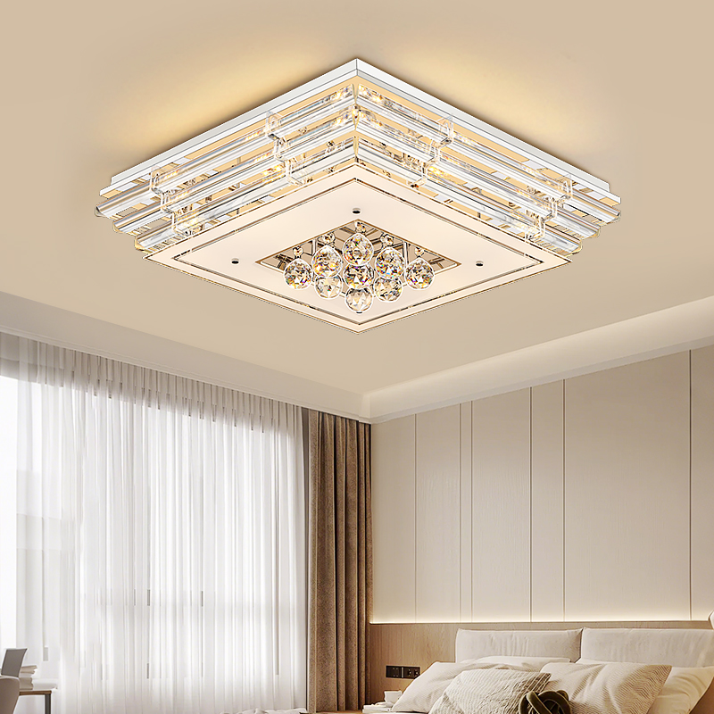 高级感水晶led客厅吸顶灯现代简约大气护眼房间主卧室吊灯具大全