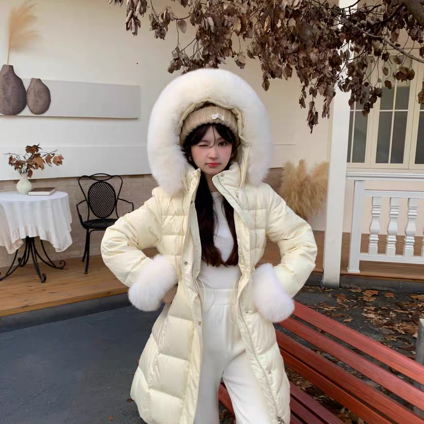 瑞瑞感连帽长款保暖羽绒服外套(配可拆卸真狐狸毛毛领毛袖)J2494,女装/女士精品,羽绒服,淘宝优惠券,粉丝福利购,淘宝优惠卷