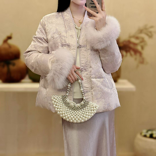 瑞瑞端狐狸毛绒V领保暖羽绒服外套 T瑞0968 配可拆卸真狐狸毛毛袖