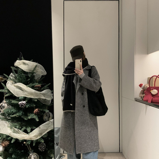 含100澳毛 羊毛外套 122010W27 显贵显气质宽松长款 瑞瑞级感经典
