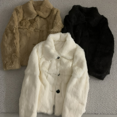 瑞瑞设计冬上新休闲百搭翻领单排扣短外套88781