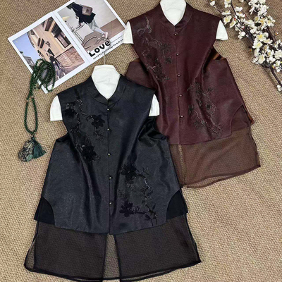 瑞瑞设计26年夏上新极简大牌老钱新中式真丝香云纱马甲t1074