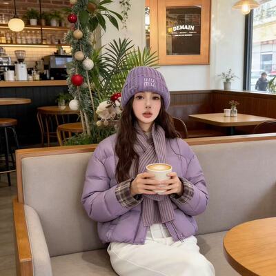 瑞瑞设计子翻边袖保暖面包服保暖羽绒服外套(配围巾)SXH26231