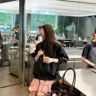 瑞瑞家26年春款翻领设计夹克皮衣s26045