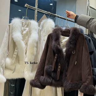 瑞瑞家皮草外套短款羽绒服外套羽绒服(配不可拆卸狐狸毛)HYW635