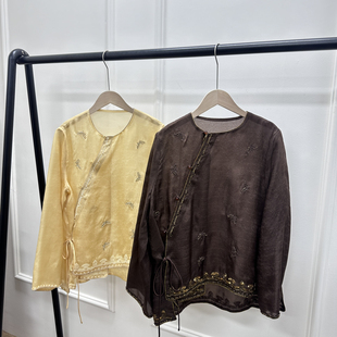 Y379 ysj 瑞瑞26年夏款 桑蚕丝欧根绡螺钿定位刺绣手工钉珠小衫