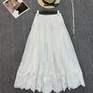 t901 没有配件 瑞瑞设计26年春款 重工蕾丝拼接设计感长裙半身裙