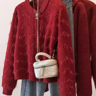 瑞瑞春韩系轻奢减龄气质小众重工亮丝设计款软糯保暖毛衣n01891