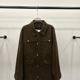 瑞瑞冬上新工装 夹棉短外套81678 风翻领宽松纯色中长款