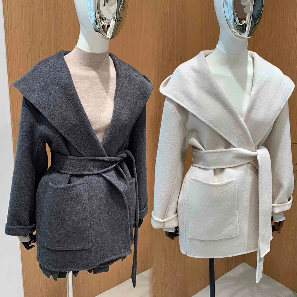 瑞瑞店感浴袍式连帽双面羊毛外套(配腰带)(含100澳毛)2509026657Y,女装/女士精品,羽绒服,淘宝优惠券,粉丝福利购,淘宝优惠卷