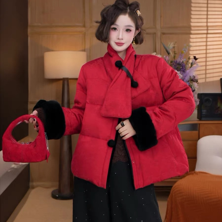 瑞瑞小众设计复古撞色国风保暖羽绒服外套(配可拆围巾)251973,女装/女士精品,羽绒服,淘宝优惠券,粉丝福利购,淘宝优惠卷