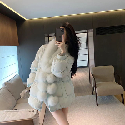 瑞瑞家风狐狸毛领保暖羽绒服外套(配毛领狐狸毛真毛可拆卸)p117