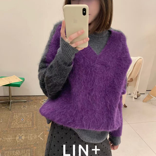 X337 含79羊驼毛 瑞 ～79羊驼毛撞色气质大牌加厚软糯套头毛衣