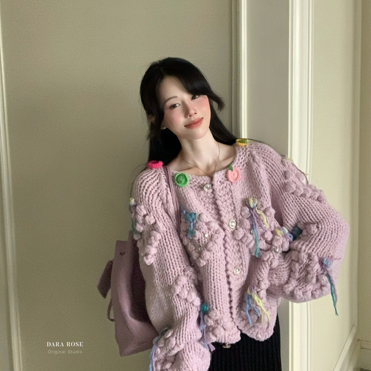 瑞瑞设计工粗线立体花朵水钻开衫外套保暖毛衣（含60羊毛）S07518,女装/女士精品,毛针织衫,淘宝优惠券,粉丝福利购,淘宝优惠卷