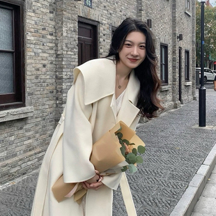 TKLY999 瑞瑞小众设计长款 含100羊毛 配可拆卸腰带 羊毛外套