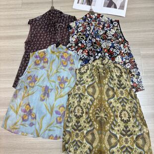 262847 含100真丝 瑞瑞小众设计大飘带设计宽松剪裁时髦无袖 小衫