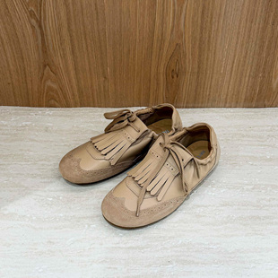 欧洲站女鞋2026春复古拼色德训鞋女真皮牛皮百搭休闲平底运动鞋潮