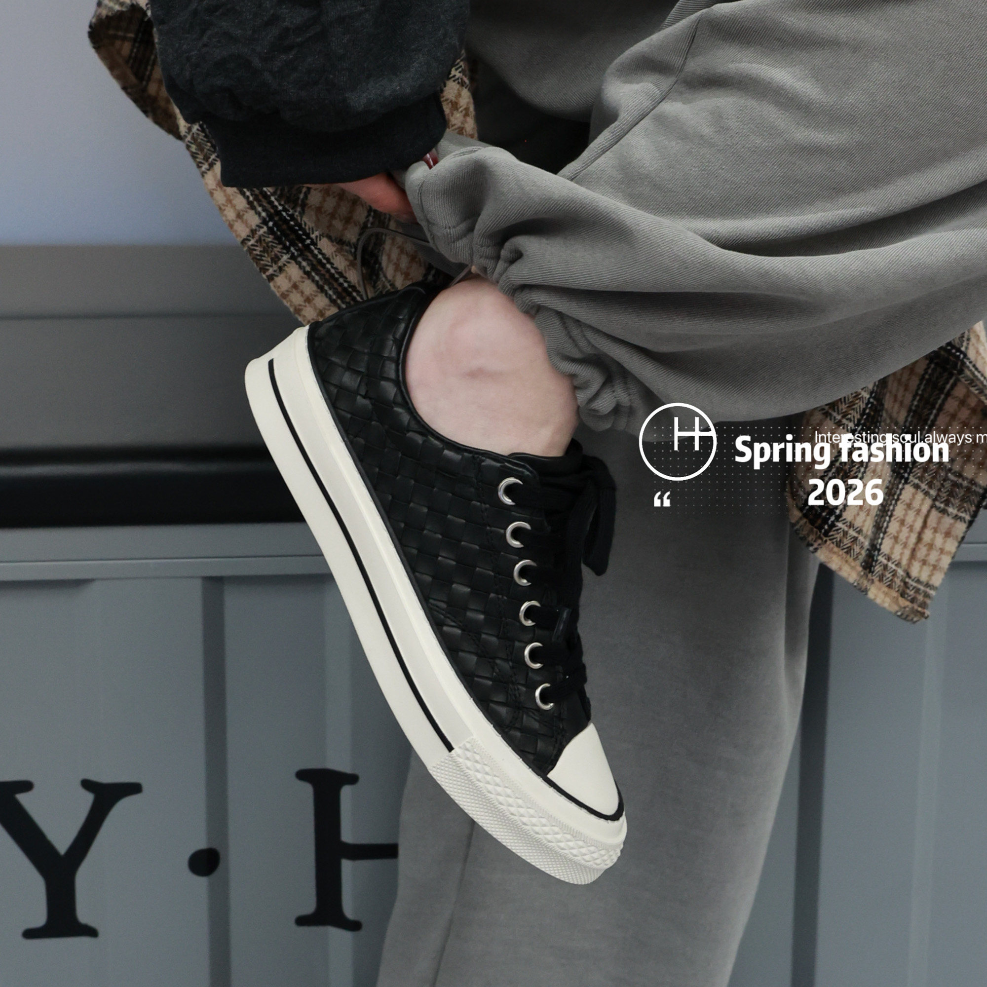 欧洲站女鞋2026早春新品真皮平底系带编织休闲舒适系带舒适板鞋女,女鞋,休闲板鞋,淘宝优惠券,粉丝福利购,淘宝优惠卷