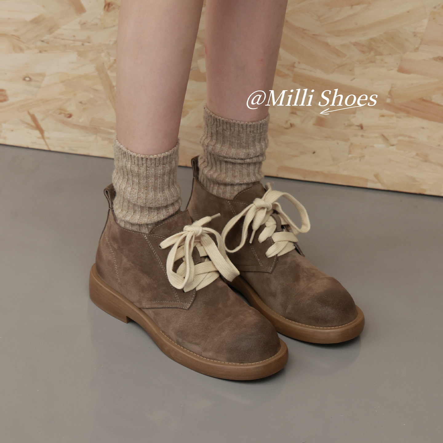 高丝光系带英伦布洛克休闲单鞋女