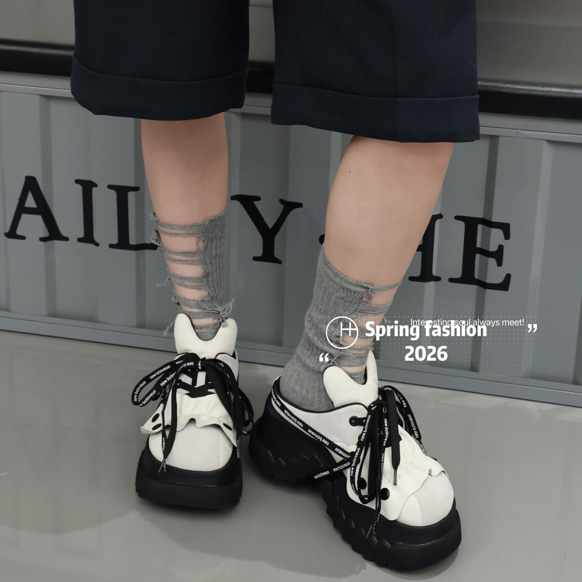 欧洲站2026春季新款系带厚底松糕鞋女真皮休闲单鞋小众包头拖鞋女